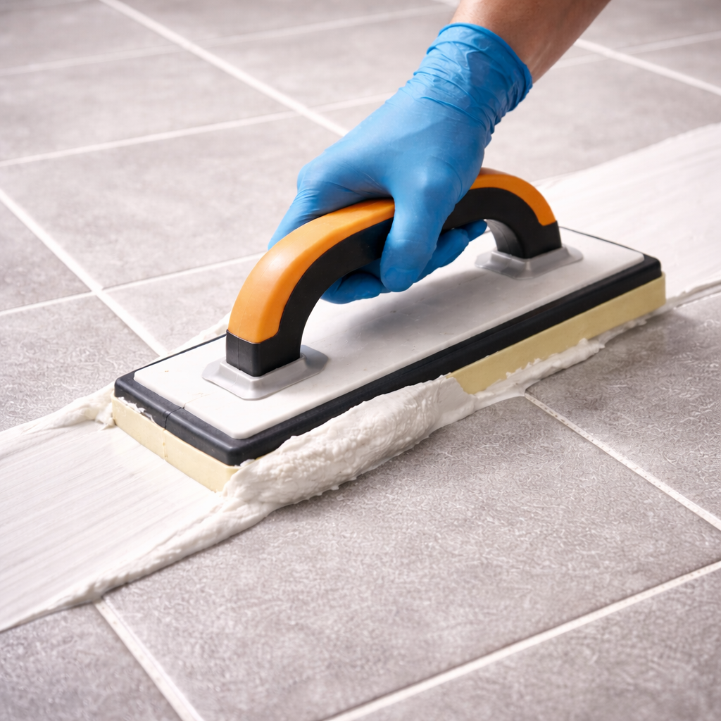 Pose joint époxy à la taloche sur carrelage